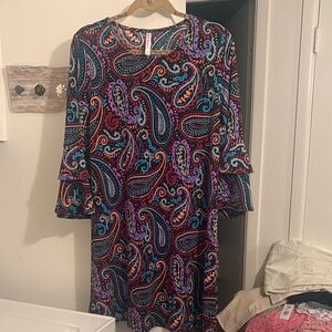 Paisley Long Sleeve Tunic/Dress in Multicolor